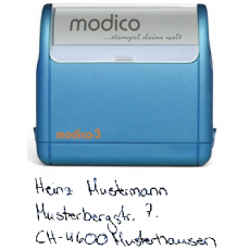 3-Zeilen Handschrift-Stempel blau